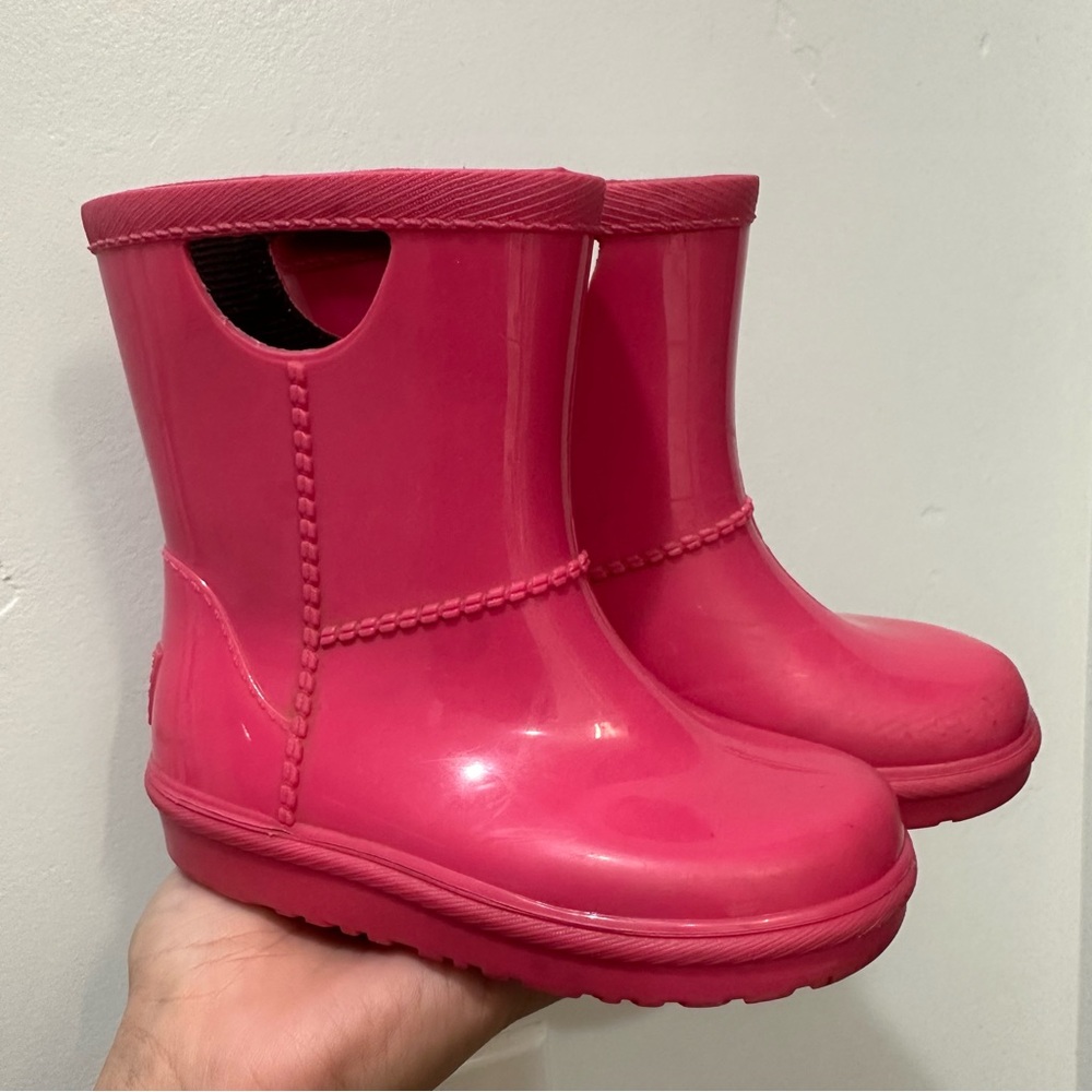 Pink rain UGG boots